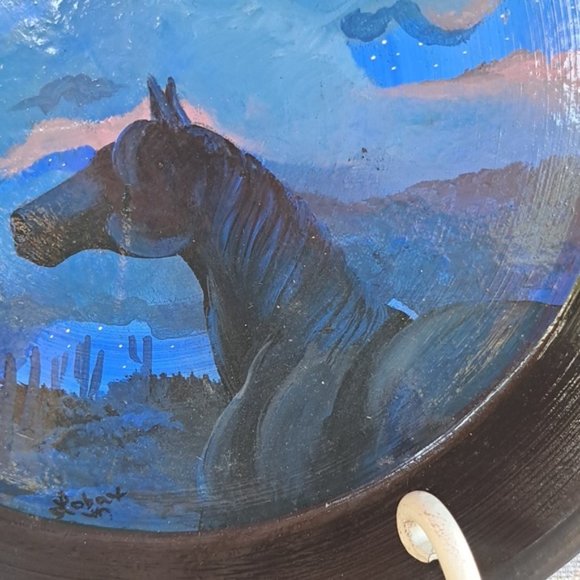 Hand Crafted Horse Clock Acrylic Painted Terra Cotta Plate Table Easel Southwest - Picture 2 of 8